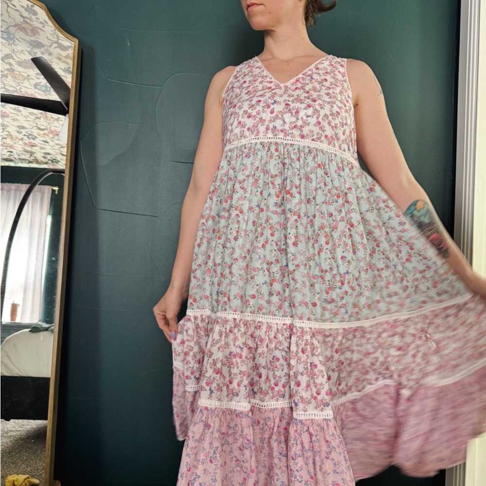 LoveShackFancy x Target Pink and White Floral Midi Dress